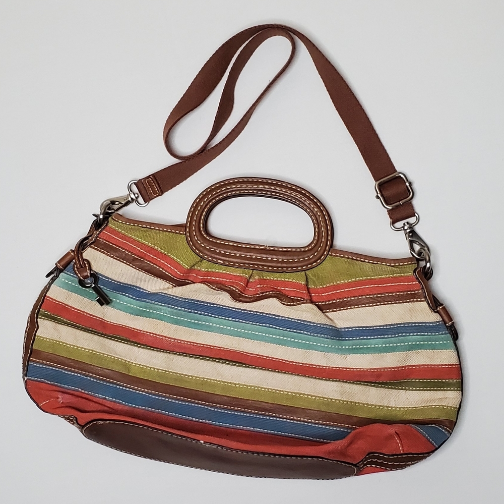 Fossil Large Hobo Pieced Canvas Boho